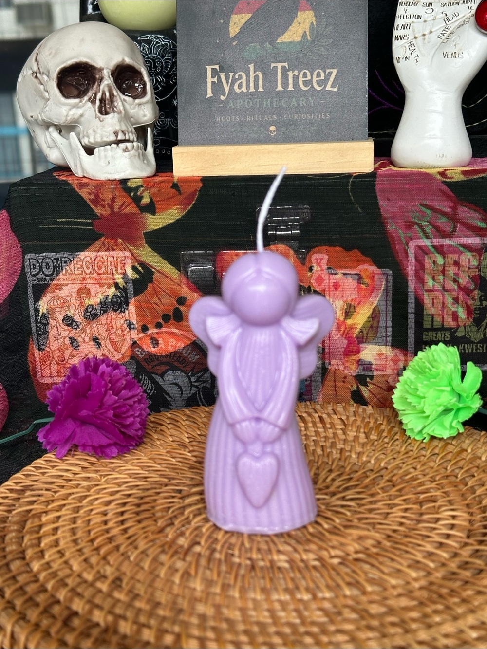 Handmade Lavender Angel Candle – Heart Holding Angel Figure